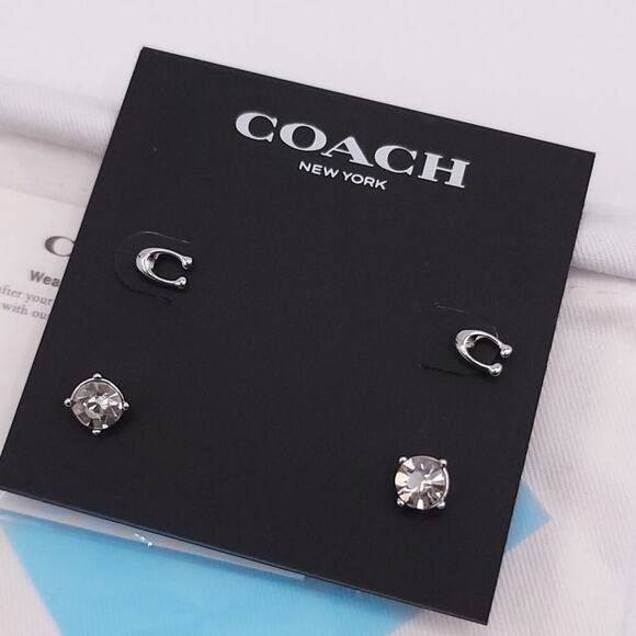Coach Signature C and Stone Stud Earring Set - Picture 8 of 10